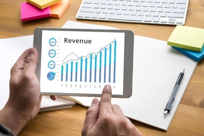 revenue growth chart on the tablet